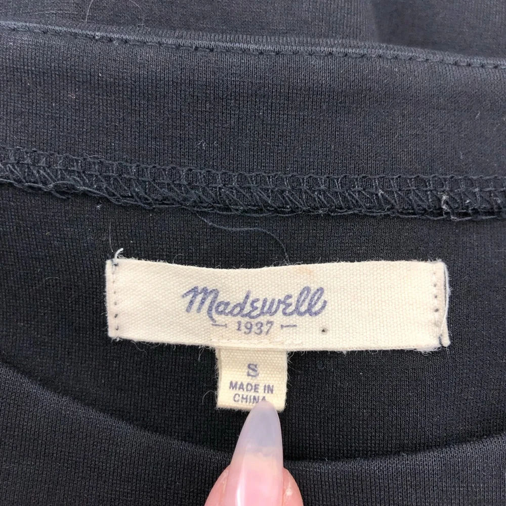 Madewell Black Satin Stripe Night Out T-Shirt, S - Picture 6 of 6